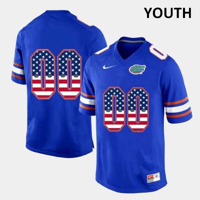 Youth Florida Gators #00 Customize NCAA Nike Royal Blue US Flag Fashion Authentic Stitched College Football Jersey NHA4262NM